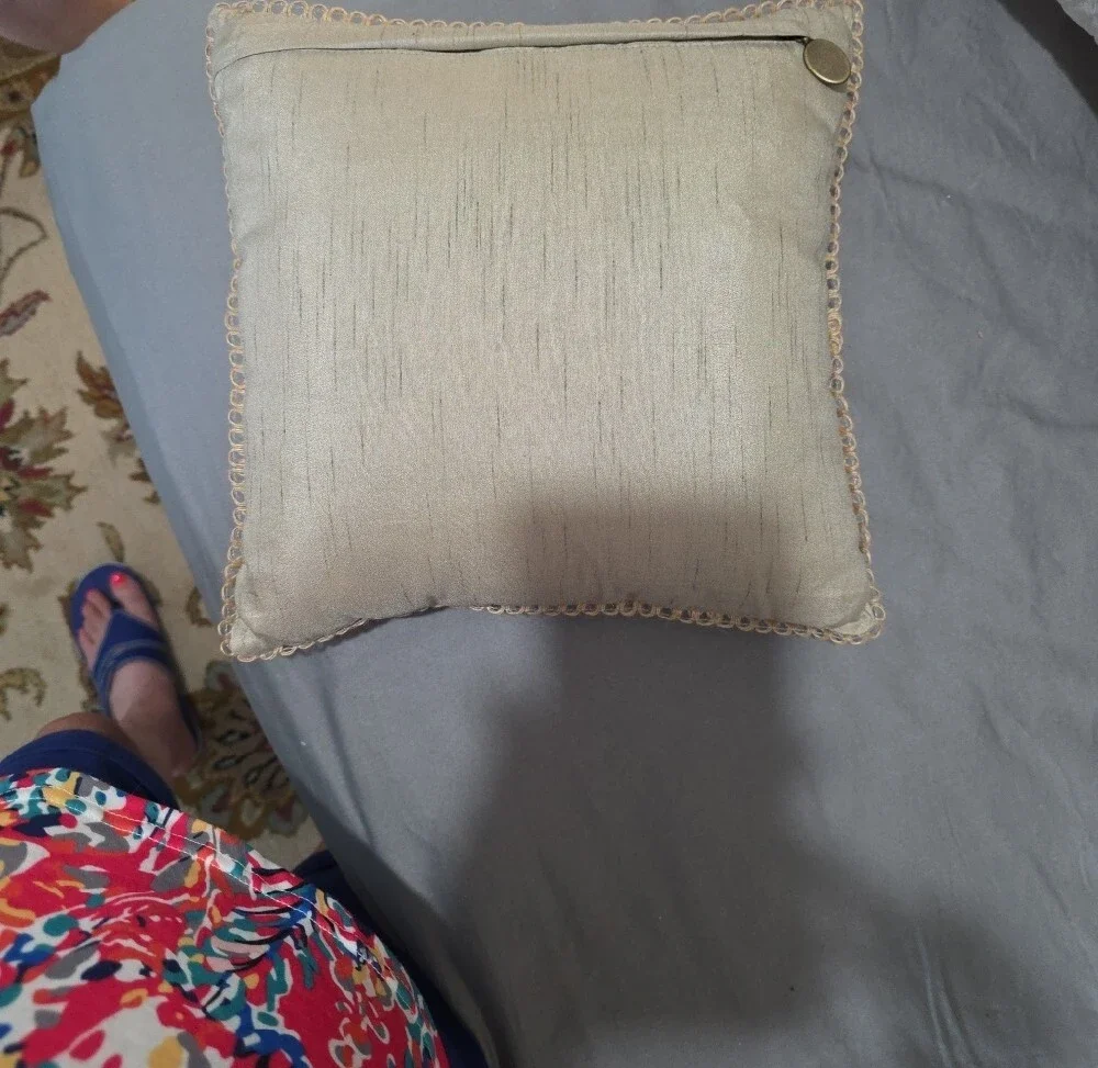 Pier 1 Embroidered Fox Accent Pillow in Cream with Blue Details 10 X 10